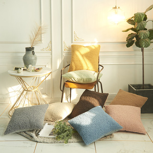 <strong>Fluffy</strong> Teddy Faux Fur <strong>Cushion</strong> Cover Square Velvet Decorative Home Throw Pillow Knitted Plain Style for Hospital Use - Product Image 3
