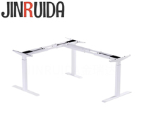 Pieds de table électriques réglables en hauteur en forme de L à 3 moteurs, fabrication directe d'usine JINRUIDA, cadre de bureau debout commercial en métal