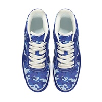 POD personnalisé bleu Camouflage AF chaussures basses en cuir livraison directe chaussures de planche décontractées chaussures respirantes confortables pour hommes femmes