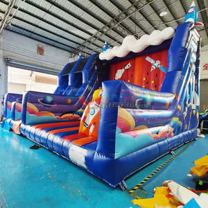 Giant outdoor events aire de jeux gonflable stunt jump with slide inflatable space <b>playground</b> - Product Image 3