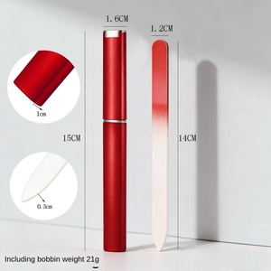 <span class=keywords><strong>Lime</strong></span> à ongles double face en verre cristal sablé, emballage sac PVC, outil de manucure portable, rangement pratique - Meilleure vente - Product Image 4