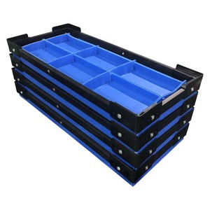 Waterproof Foldable Making Machine Manufacturer Supplier Blue PP Corrugated Coroplast Storage Box With Partition Divider