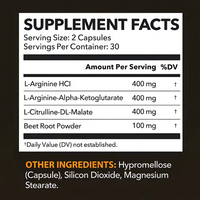 Capsules de L-Arginine, L-Citrulline, complément alimentaire stimulant l'oxyde nitrique pour la circulation, l'énergie, les performances et le soutien musculaire