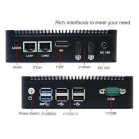 Mini PC Industrial Económico N3700 J3160 con Doble NIC, DC12V, WiFi, 3 Pantallas, Sin Ventilador, con 1COM, 4USB, 2 LAN, Compatible con WiFi 4G LTE