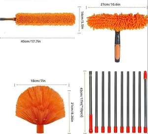 Kit de raclette et plumeau extensible 2 en 1 de 20 pieds à haute portée Outil de nettoyage de <span class=keywords><strong>vitres</strong></span> double face - Product Image 2