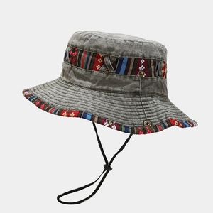 Nuovo cappello da pescatore etnico cappello da <span class=keywords><strong>sole</strong></span> con testa grande e sbiadito per arrampicata in montagna da esterno da uomo a tesa larga pieghevole cappello da <span class=keywords><strong>sole</strong></span> - Product Image 4
