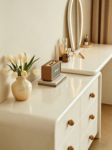 Nouvelle <span class=keywords><strong>commode</strong></span> de design avec tiroirs, style blanc crème, table de maquillage, coiffeuse de chambre avec armoire de rangement - Product Image 3