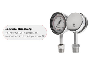 Manômetro de Diafragma de Alta Pressão Industrial SS304 100mm 0-1500Bar Certificado CE para Lama, Argamassa e Slurry Químico - Product Image 3