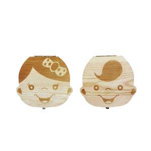 M229 English Baby Save Milk Teeth Boys/Girls Image Wood Storage Boxes Creative Art Gift for Kids Travel Kit Tooth Box