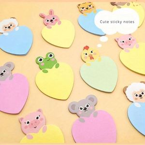 Cartoon <b>Animal</b> Memo Pads Heart-Shaped Magnetic Student Reminder Office Message Sticky Notes Back-to-School Paper Gift - Product Image 3