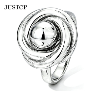 JUSTOP Geometric Cocktail <b>Ring</b> Rhodium Plated Stainless Steel Unisex Modern Fashion Jewelry for Party Daily Wear - Product Image 5