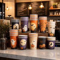 Gobelets à café en papier pour Halloween, livraison directe d'usine, faible MOQ, toutes tailles, gobelets à café écologiques