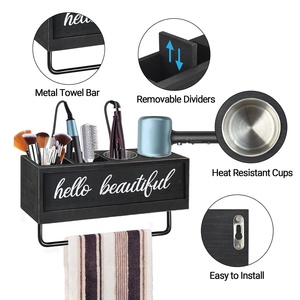 <span class=keywords><strong>Support</strong></span> de <span class=keywords><strong>sèche</strong></span>-cheveux rustique mural avec porte-serviettes boîte de rangement en bois <span class=keywords><strong>support</strong></span> de <span class=keywords><strong>sèche</strong></span>-cheveux en bois moderne avec porte-serviettes - Product Image 3
