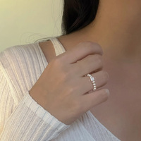 Französischer Stil verstellbare Senior Elastic Rope Perlen Süßwasser Perle Fingerring Frauen