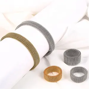Yiwu Aceon Stainless Steel Mesh Bangle Ring Hot Sale Jewelry One Size Fit All Size Adjust Elastic Steel Bracelet