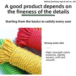 Corde de tente de camping en gros, style Guy Line, 4 mm, épaissie, avec bandes réfléchissantes, pour fixation de auvent, modèle coloré - Product Image 2