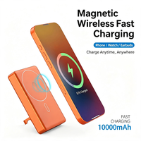 Batterie externe magnétique sans fil à charge rapide 20W PD, chargeur portable en alliage d'aluminium avec support de téléphone intégré