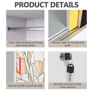 Armario de Almacenamiento Metálico Moderno y Personalizable de 2 o 3 <span class=keywords><strong>Puertas</strong></span>, Estructura Desmontable, Armario para Dormitorio - Product Image 4
