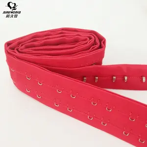 Underwear accessories Single visible stiiching Red color 2 row in roll polyester long bra hook and eye tape closure