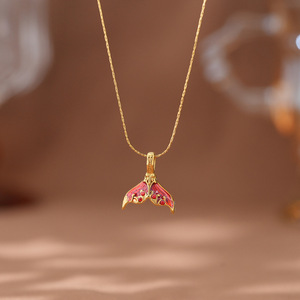 Nouveautés Collier délicat en acier inoxydable plaqué or 18 carats avec pendentif queue <span class=keywords><strong>de</strong></span> <span class=keywords><strong>sirène</strong></span> miniature océanique pour <span class=keywords><strong>femme</strong></span> TGXL13003 - Product Image 5