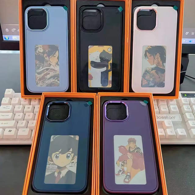 New Arrival 4 Color DIY Smart Ink Mobile Cover E Ink Screen Display for iphone 13 14 15 16 Plus Pro Max Nfc Phone Cases