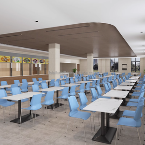 Luce di lusso fast food mobili per 4 persone tavolo tavolo <span class=keywords><strong>pranzo</strong></span> mensa cibo tavoli da <span class=keywords><strong>pranzo</strong></span> sedie di plastica per la caffetteria - Product Image 1