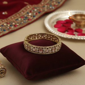 Graceful Gold Plated Crystal Stone <b>Bangles</b> for Women Reflecting Traditional <b>Indian</b> Elegance - Product Image 3