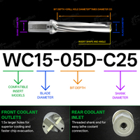 Foret indexable WC Série 4D H13 U-Drill à refroidissement interne, haute rigidité, pour opération de perçage en centre d'usinage CNC