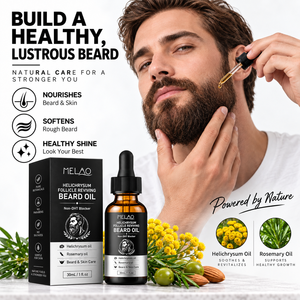 Aceite Herbal para Barba para Hombres, Cuidado de la Barba y la Piel, Vitamina E, Acondicionador, Suavizante, Calmante, Botella con Gotero, Aceite de Helichrysum para Barba - Product Image 1