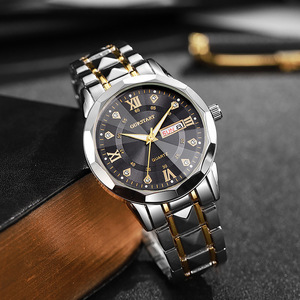 <span class=keywords><strong>Reloj</strong></span> de Pulsera Luminoso de Doble Fecha para Hombre, Correa de Acero con Remaches, <span class=keywords><strong>Reloj</strong></span> de Cuarzo de Lujo para Hombre - Product Image 2