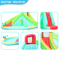 Château gonflable aquatique Doctor Dolphin pour enfants, toboggan gonflable, structure de jeux gonflable pour 4 personnes, usage domestique