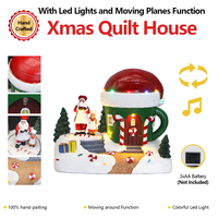 Décoration de bureau du Village de Noël du Père Noël Animé Polyrésine LED Gingerbread Cup House Painted Model Pattern-Artificial