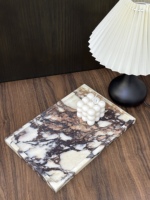 Stonekocc personnalisé Calacatta alto plateau en marbre naturel tapis de tasse flexible et plateau de rangement décor à la maison pour le salon