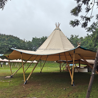 Tente pyramide en toile avec structure en bois pour bar musical, résistance au vent 100 km/h, plage de température -30°C à +70°C, personnalisable