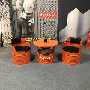 Y1201 innovador aceite cubo forma sofá Mesa fibra de vidrio silla escritorio conjunto para parque al aire libre lujo espacio público - Product Image 4