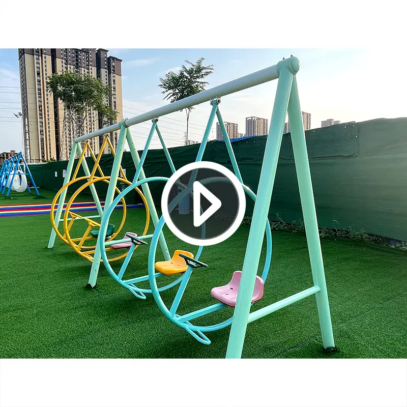 Unpowered Amusement Park Rides Kids Play Ground Steel Leisure Swing Metal Swing Set Without Power