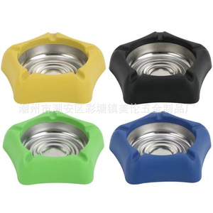 Cenicero de acero inoxidable Metarren con cubierta de silicona, 4 colores, para uso en el hogar, oficina, hotel, KTV - Product Image 4