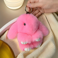 Pendentif Lapin en Peluche Doux et Mignon de 15 cm avec Pompon en Fausse Fourrure pour Voiture, Sac ou Porte-clés