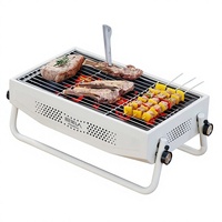 Barbecue portable pliable en acier au carbone et acier inoxydable 304, avec outils, grille, sac de rangement, charbon de bois et combustible