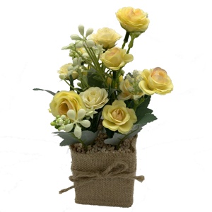 زهور اصطناعية للديكور، زهور حريرية صغيرة، ترتيبات زهور وردية في أواني، نباتات مكتبية للمنزل والمكتب - Product Image 4