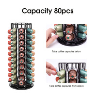 Metal roterende melkkapselhouder voor 80 stuks, grote capaciteit, modern, eenvoudig, Nespresso koffie capsule opbergstandaard
