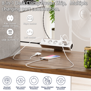 מפעל לנו שולחן עבודה שקע שקע חשמל שולחן שקע שקע חשמל עם הספק USB ו-4 שקעים AC - Product Image 2