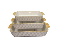 Plat de cuisson en céramique écologique et durable, design minimaliste à double poignée, compatible micro-ondes, pour camping, plat à pizza