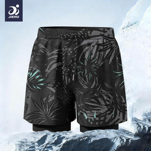 Men's Swim <b>Trunks</b> Quick Dry Double Layer Beach Shorts For Swimming Surfing Hot Spring 2025 <b>Black</b> White Patterned - Product Image 3