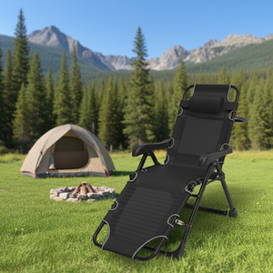 Chaise longue pliante confortable à réglage direct d'usine, lit de chaise pliante, <span class=keywords><strong>matelas</strong></span> - Product Image 1