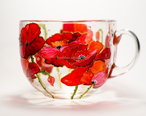 Ventes directes d'usine 2025 Meilleure vente sous la forme d'une <span class=keywords><strong>tasse</strong></span> en verre de fleur de <span class=keywords><strong>coquelicot</strong></span> pour utilisé lors du rassemblement des amis - Product Image 3
