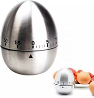 Timer Dapur Digital Mekanik Stainless Steel Mini Lucu Bentuk Telur Apel, Alarm Putar 60 Menit, untuk Teh, Belajar, Memasak
