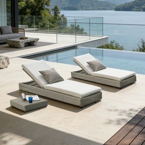 Chaise longue d'extérieur en rotin PE, lit de repos extérieur, chaise longue de plage, chaise longue de jardin imperméable - Product Image 2