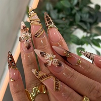 Ongles à presser élégants et classiques, haute résistance, écologiques, 24 pièces, style français, forme amande, longs, avec colle, OEM ODM, vente en gros