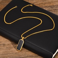 Collier pendentif géométrique personnalisable de luxe léger, collier long à barre biseautée, bijoux pour hommes MGXL251